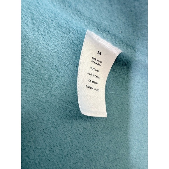 Talbots Womens Belted Double-Faced Wool Jacket Coat Teal Size 14 - Picture 8 of 9